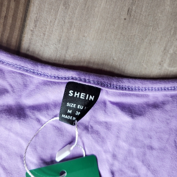NWT SHEIN EZwear Violet Purple Solid Drawstring Ruched Tee Size 6 - Picture 8 of 16